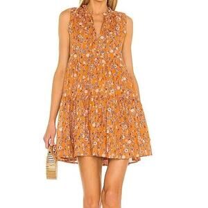 steve madden mustard yellow babydoll a line mini dress florals